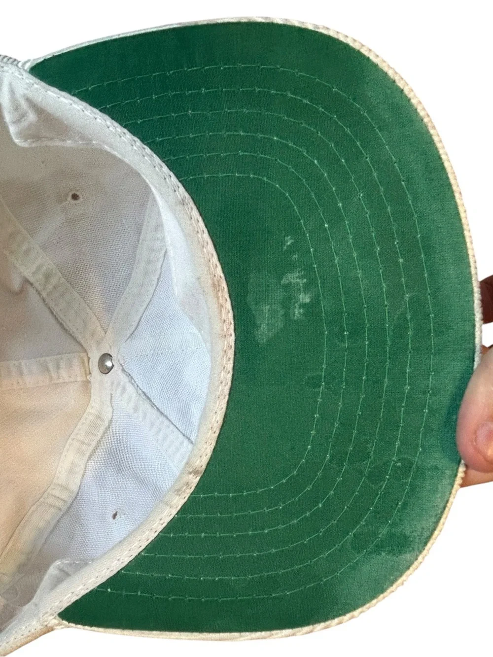 Vintage Busch Beer Hat Embroidered Leather Strapback Brass Buckle Retro